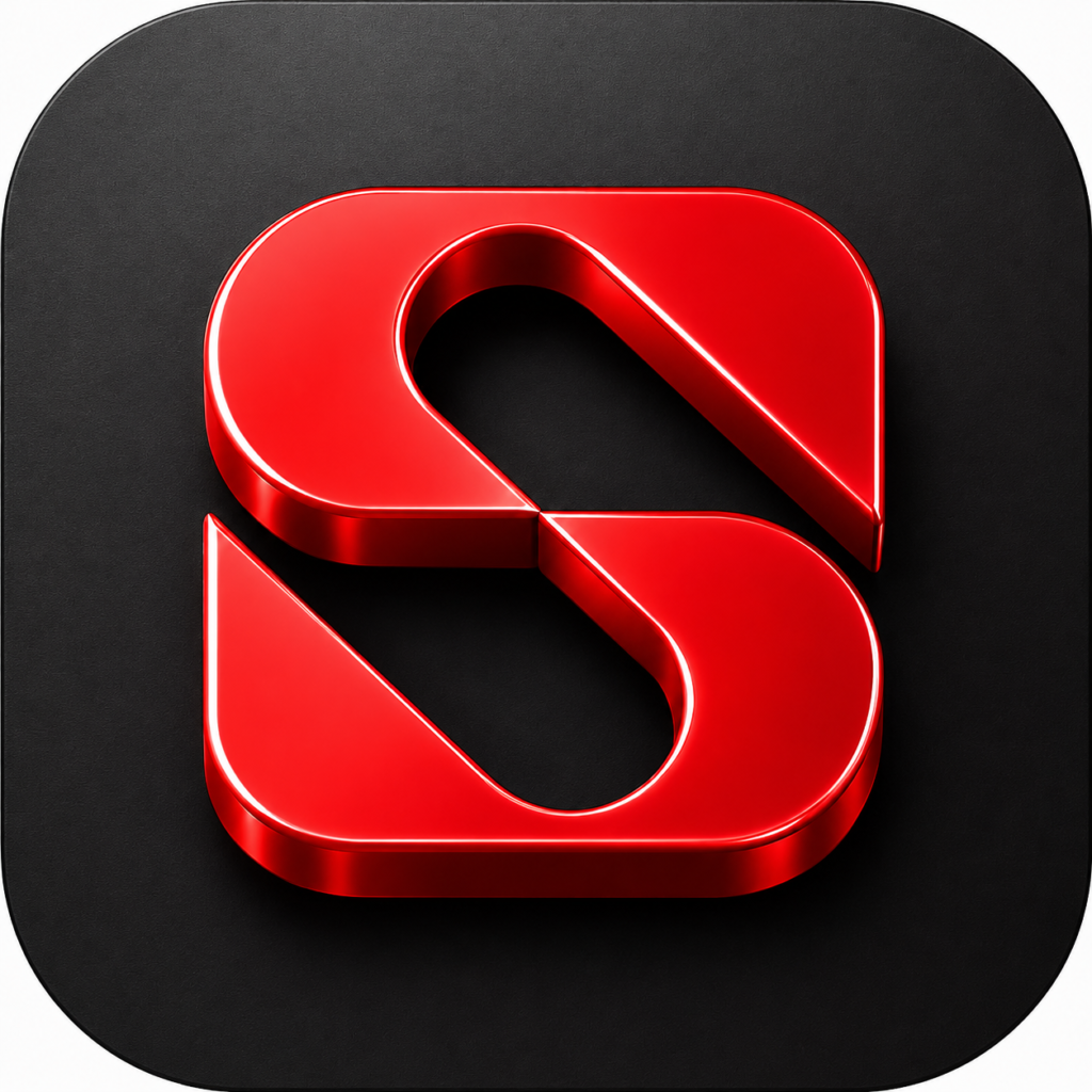 SH7 Game red 3D logo on black background representing a modern online gaming platform